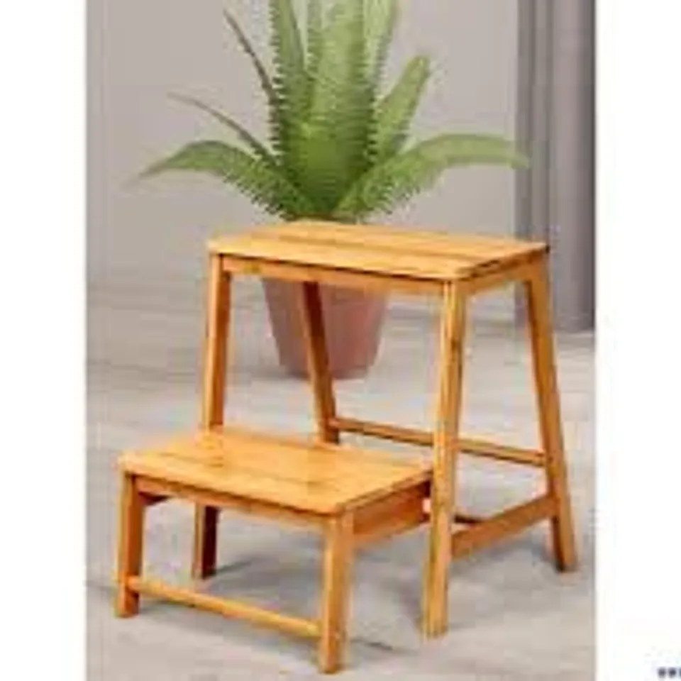 BOXED COSTWAY BAMBOO FOOTSTOOL WITH 2 STEPS 