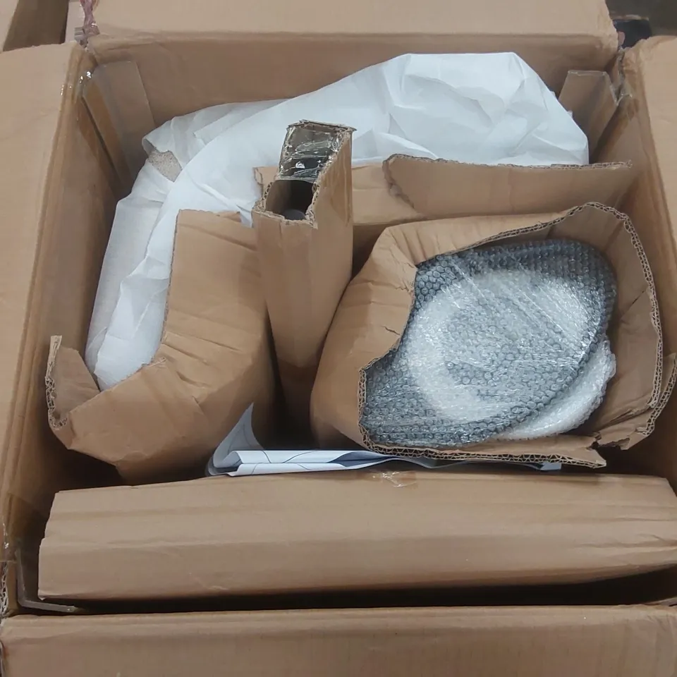 BOXED SET OF 2 BEIGE UPHOLSTERED BAR STOOLS