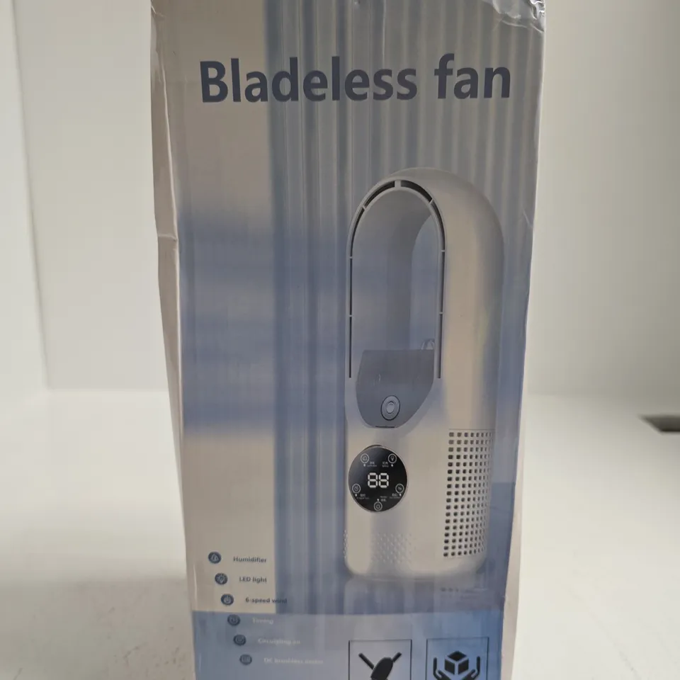 BOX OF APPROXIMATELY 10 ASSORTED ITEMS INCLUDING COLD AIR HUMIDIFIER, BLADELESS FAN AND TRAVEL STEAMER AND IRON