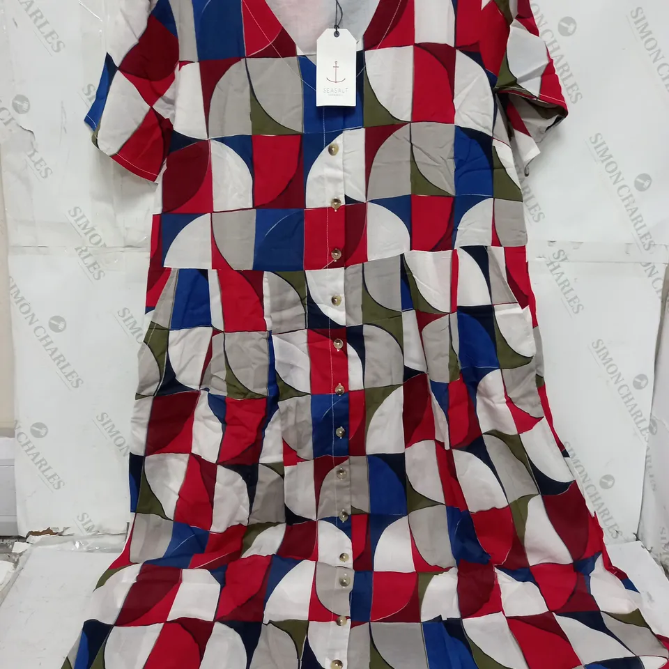SEASALT CORNWALL SEA SPLENDOUR DRESS IN CERAMIOC SAILS CRIMSON - UK 20