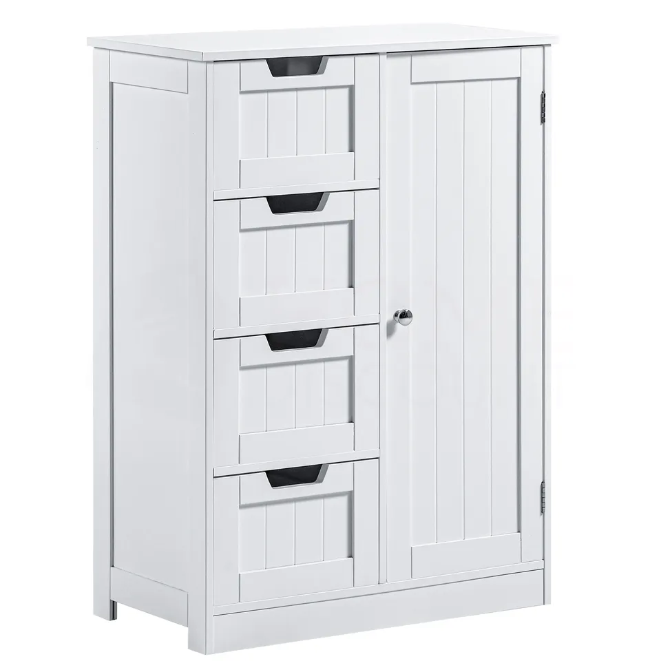 BOXED PRIANO 4-DRAWER 1-DOOR FREESTANDING UNIT, WHITE