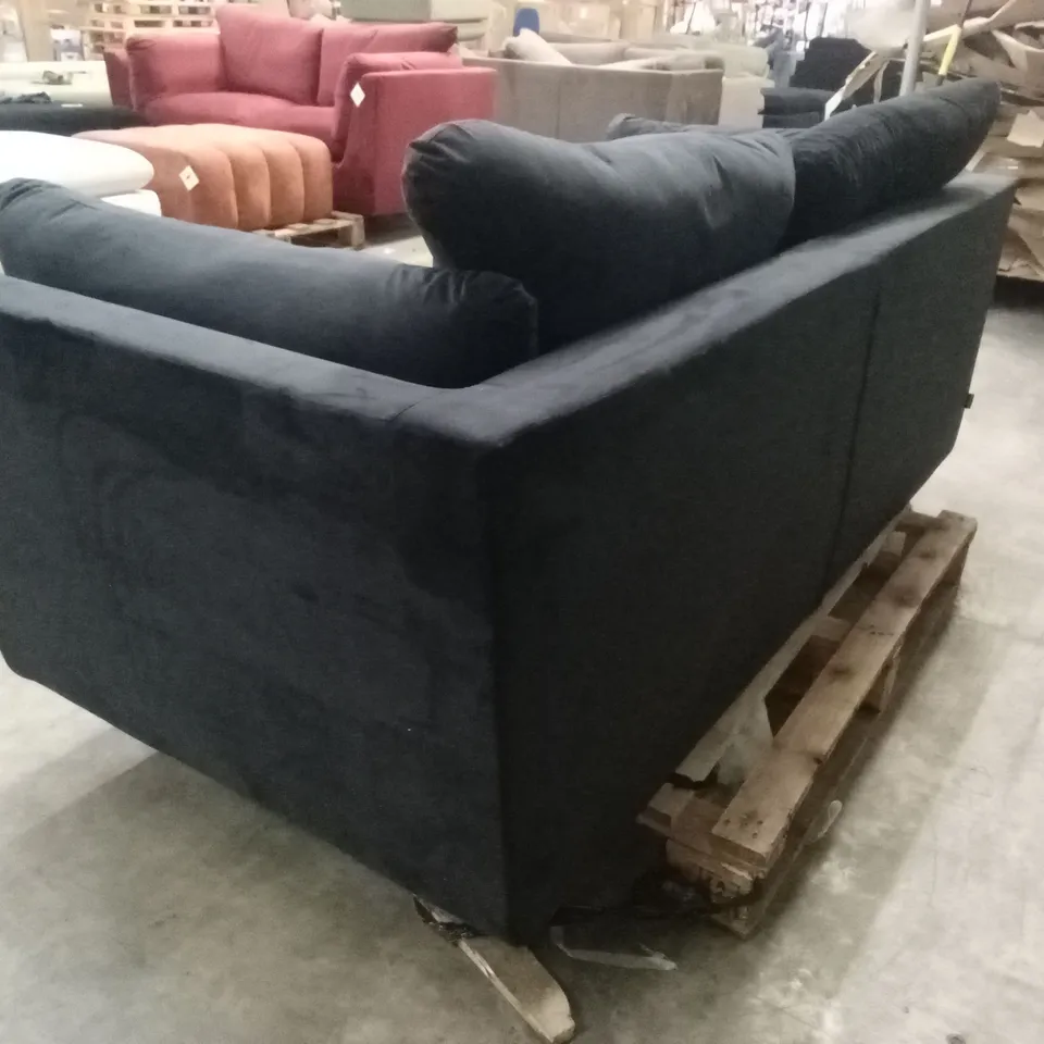 QUALITY DESIGNER ORSON 3 SEATER SOFA - BLACK VELVET