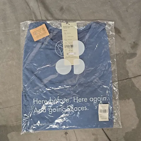 SWEATY BETTY BREATHE EASY CROP MUSCLE TANK IN BLUE SIZE SMALL