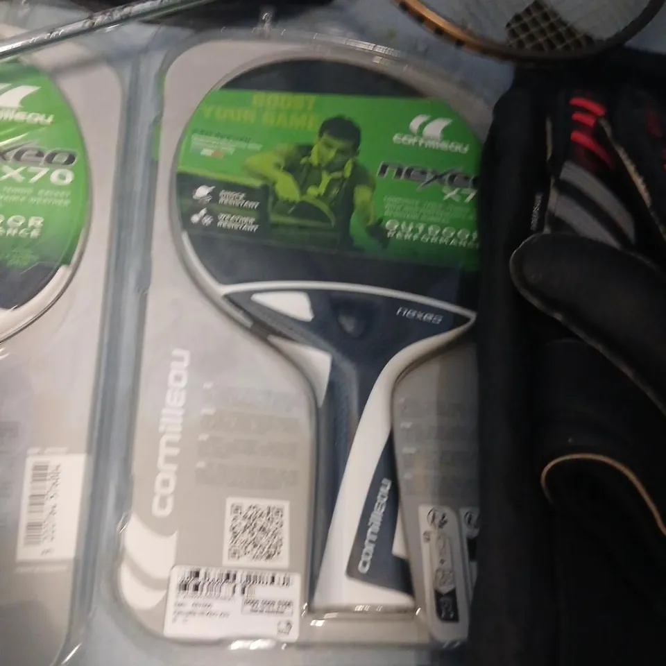 SPORTS GEAR BUNDLE: TWO RACQUETS AND PREDATOR FOOTBALL GOALKEEPER GLOVES IN CARRY BAG