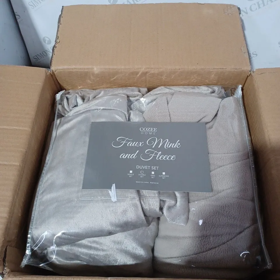 COZZEE HOME DOUBLE SET FAUX MINKNAND FLEECE 