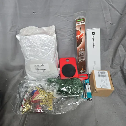 APPROXIMATELY 12 ASSORTED HOUSEHOLD ITEMS TO INCLUDE SUPERNOTE PEN, DF CARP RIG, MAKITA TORX IMPACT POWER BITS, ETC