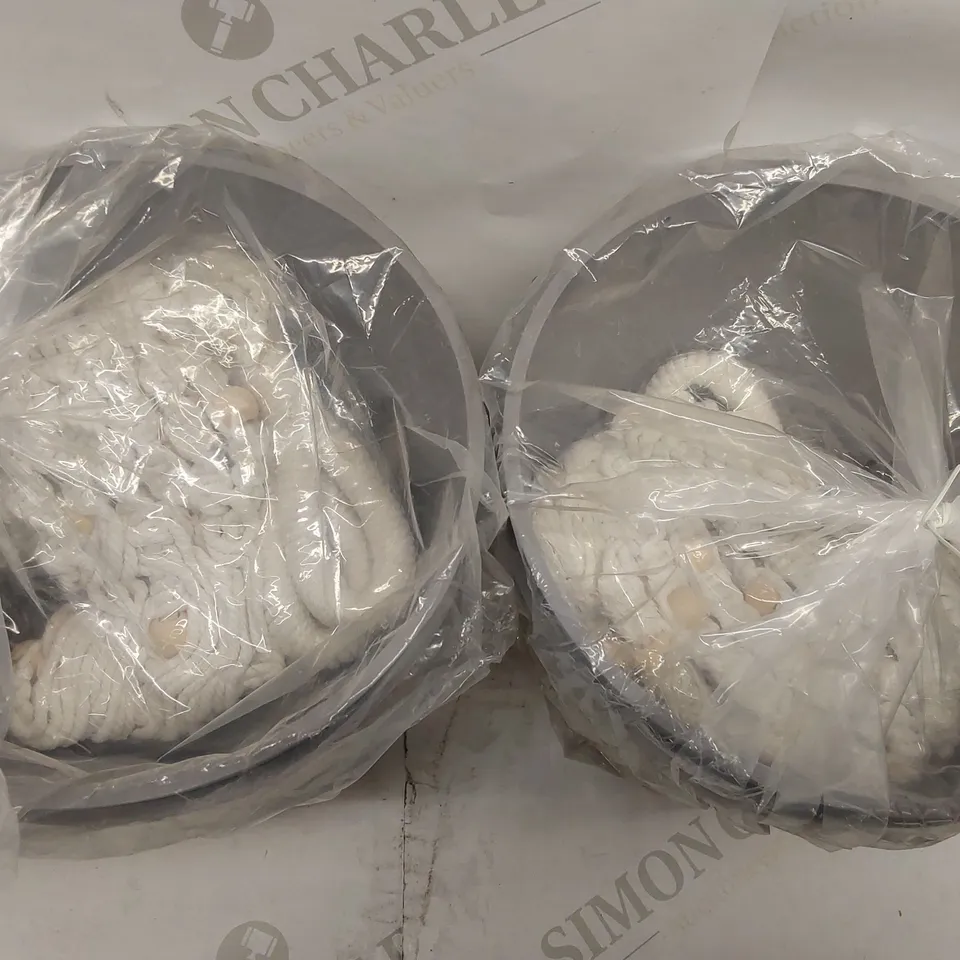 BOX OF APPROXIMATELY 2X 2PCS MACRAME PLANT POTS WITH ROPE HANDLES