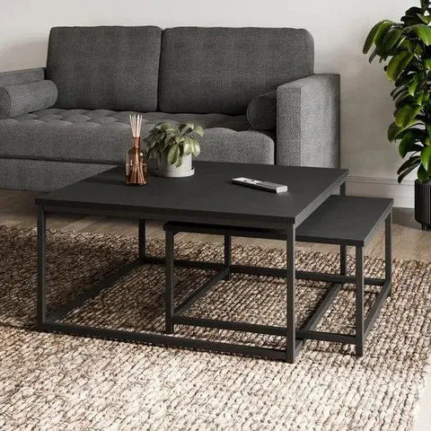 BOXED FULTON SQUARE NESTING COFFEE TABLES - BLACK (1 BOX)