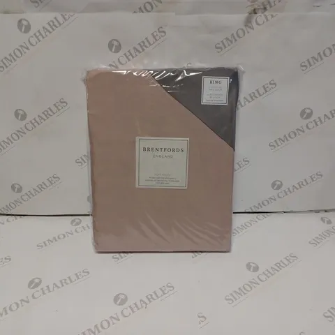BRENTFORD ENGLAND BEDDING SET - KING SIZE BLUSH/GREY