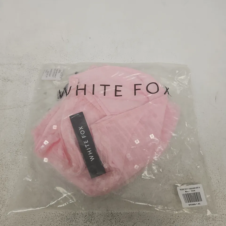 WHITE FOX TWILIGHT GROOVE SEQUIN MINI SKIRT – BABY PINK, XS