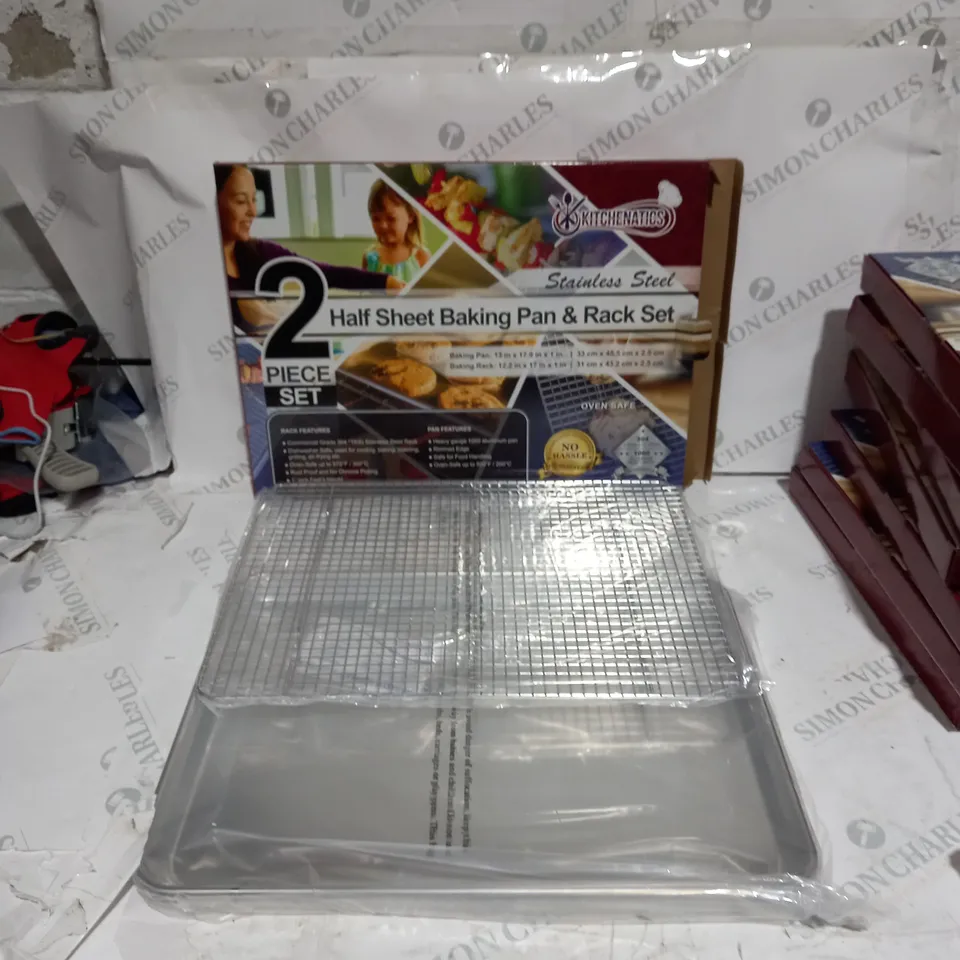 KITECHENATICS - STAINLESS STEEL HALF SHEET BAKING & RACK 2 PIECE SET