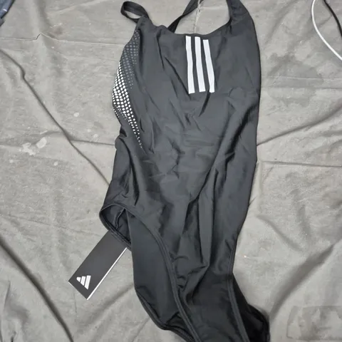 ADIDAS WOMEN'S BLACK ONE-PIECE SWIMSUIT WITH WHITE STRIPE DETAIL