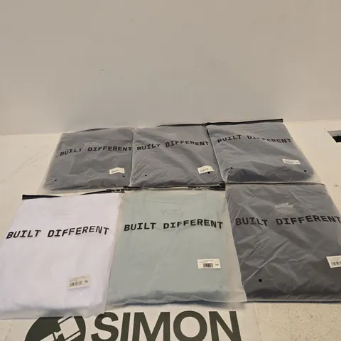 SET OF APPROXIMATELY 20 ASSORTED BUILT DIFFERENT T-SHIRTS/SHIRTS IN VARIOUS COLOURS AND SIZES