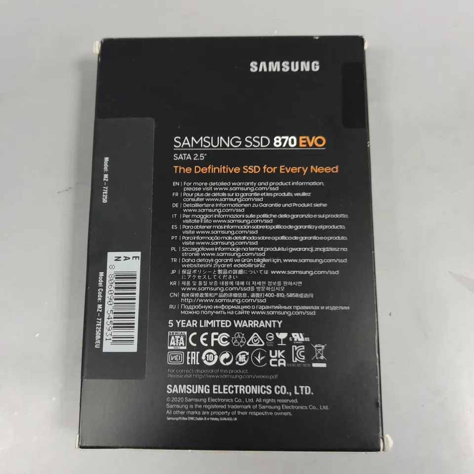 SEALED SAMSUNG 870 EVO 250GB SATA 2.5" SOLID STATE DRIVE - MZ-77E250