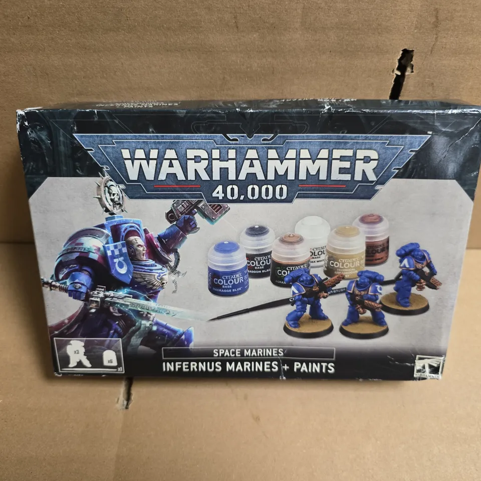 WARHAMMER 40,000 SPACE MARINES INFERNUS MARINES + PAINTS STARTER SET – BOXED