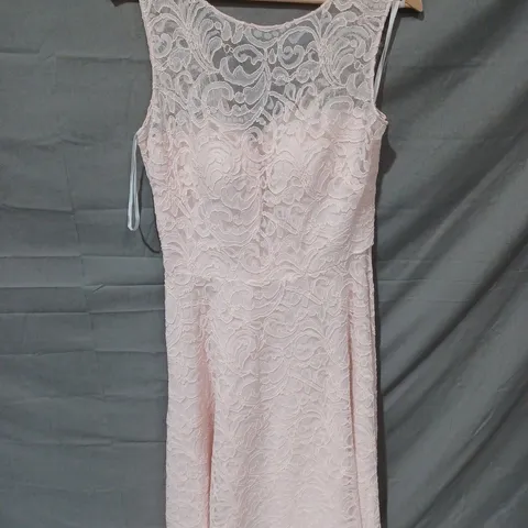 VIVIAN DIAMOND DESSY COLLECTION BAKC ZIP FLORAL MESH SHOULDER STRAP DRESS IN PINK - SIZE 10