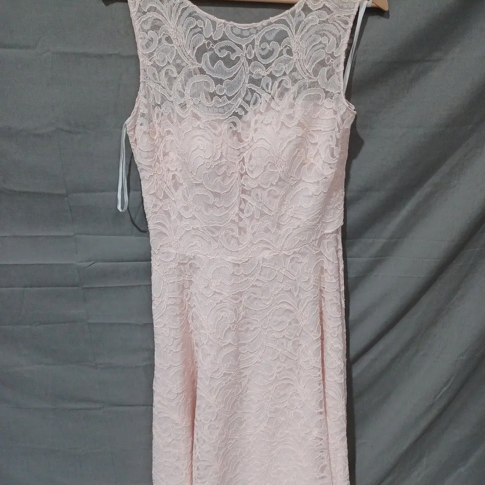 VIVIAN DIAMOND DESSY COLLECTION BAKC ZIP FLORAL MESH SHOULDER STRAP DRESS IN PINK - SIZE 10