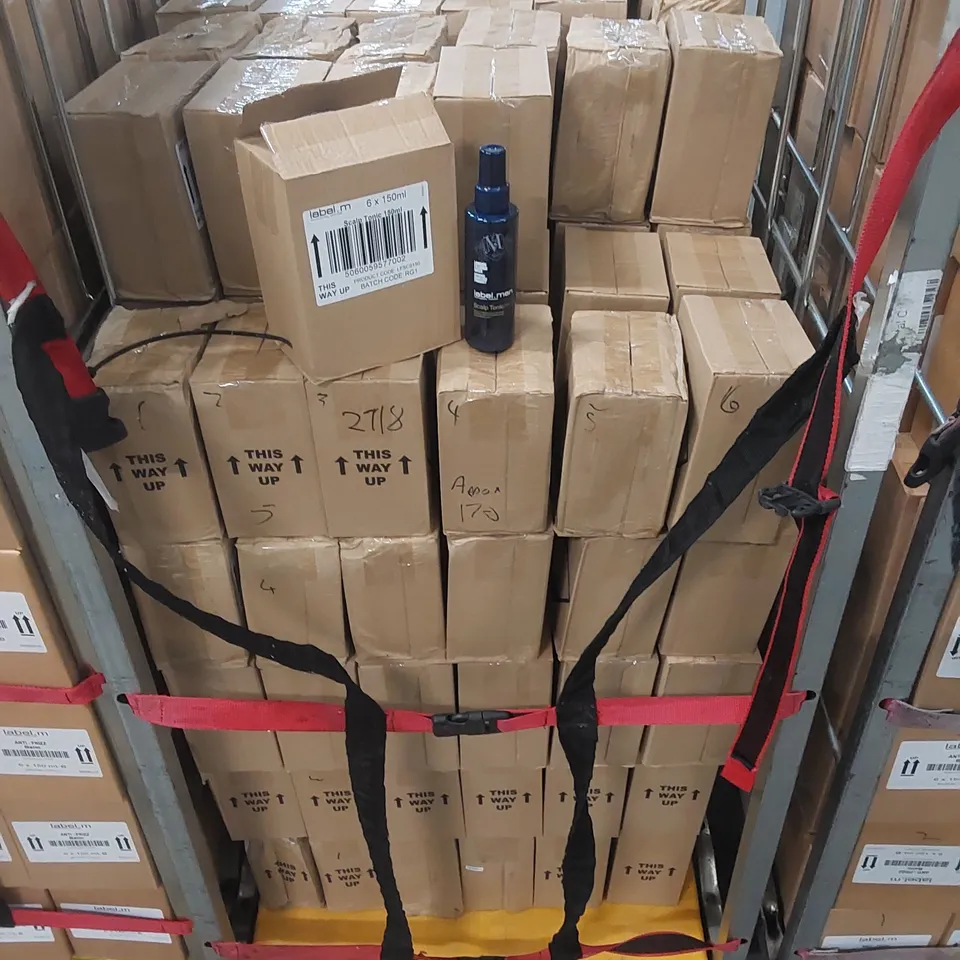 CAGE TO APPROX 170 X BOXES OF LABEL.M SCALP TONIC - 6 X 150ml PER BOX // CAGE NOT INCLUDED 