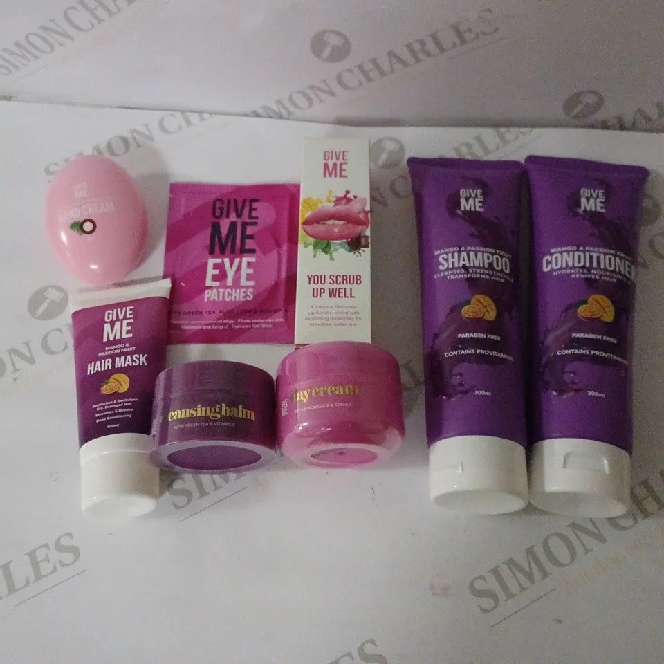 LOT OF 8 'GIVE ME' ITEMS TO INCLUDE SHAMPOO, CONDITIONER, HAIR MASK ETC