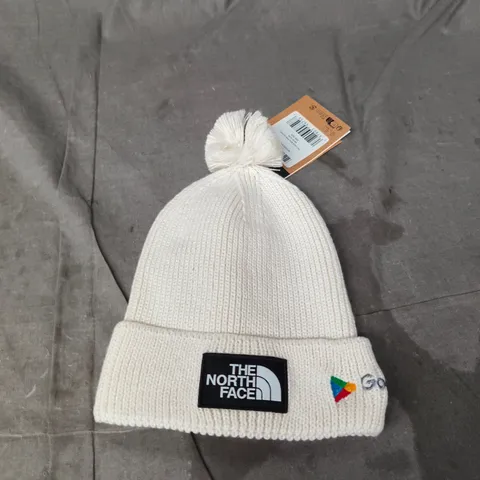 THE NORTH FACE KNIT BEANIE WITH POM-POM – WHITE