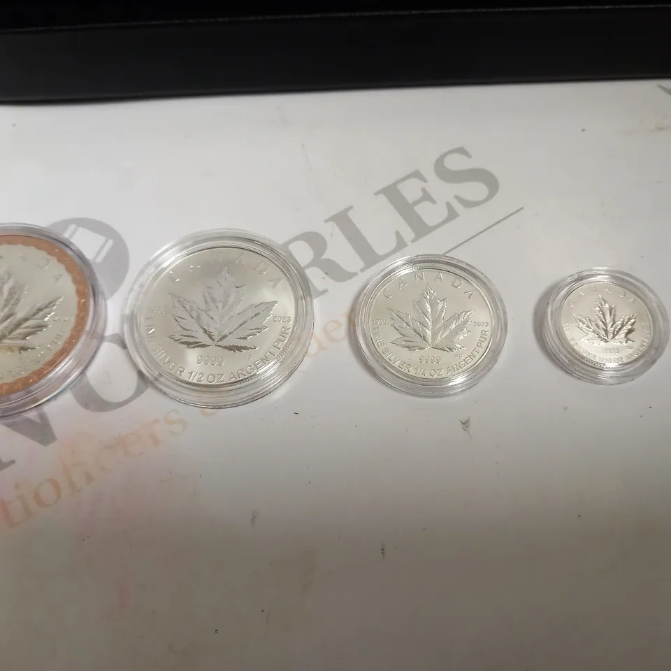 BOXED 2023 ROYAL CANADIAN MINT 35TH ANNIVERSARY SILVER MAPLE LEAF 5-COIN SET PURE SILVER