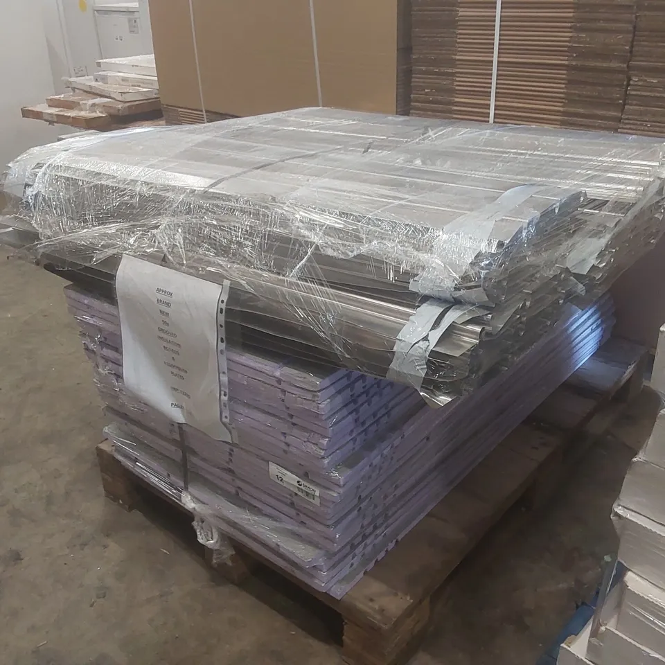 PALLET CONTAINING APPROXIMATELY 50x GROOVED INSULATION BOARDS & ALUMINIUM PLATES