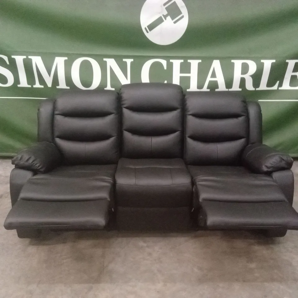 ROTHBURY LUXURY FAUX LEATHER HIGH BACK  3 SEATER MANUAL RECLINER SOFA - BLACK RRP £729
