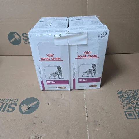 2 PACK OF ROYAL CANIN VETERINARY RENAL 12 X 100 POUCHES BOXED