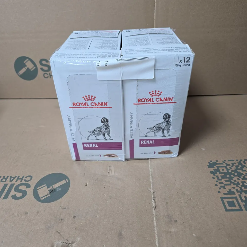 2 PACK OF ROYAL CANIN VETERINARY RENAL 12 X 100 POUCHES BOXED