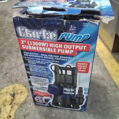 BOXED CLARKE CSV4A 2" 1300W 417LPM 11M HEAD SUBMERSIBLE PUMP WITH FLOAT SWITCH (230V)