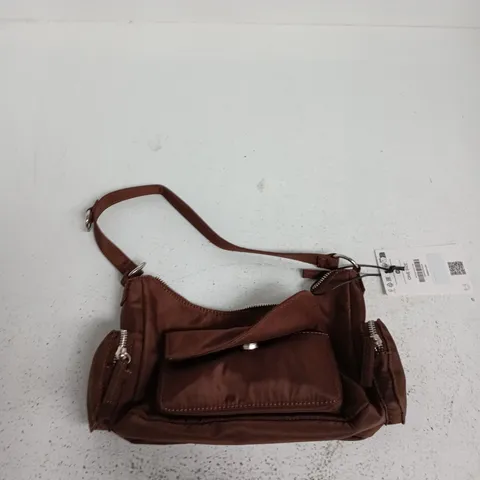 BERSHKA BROWN CROSSBODY BAG WITH ZIP POCKETS