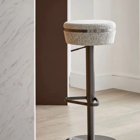 BOXED DANETTI KIAN GREY FABRIC GAS LIFT BAR STOOL