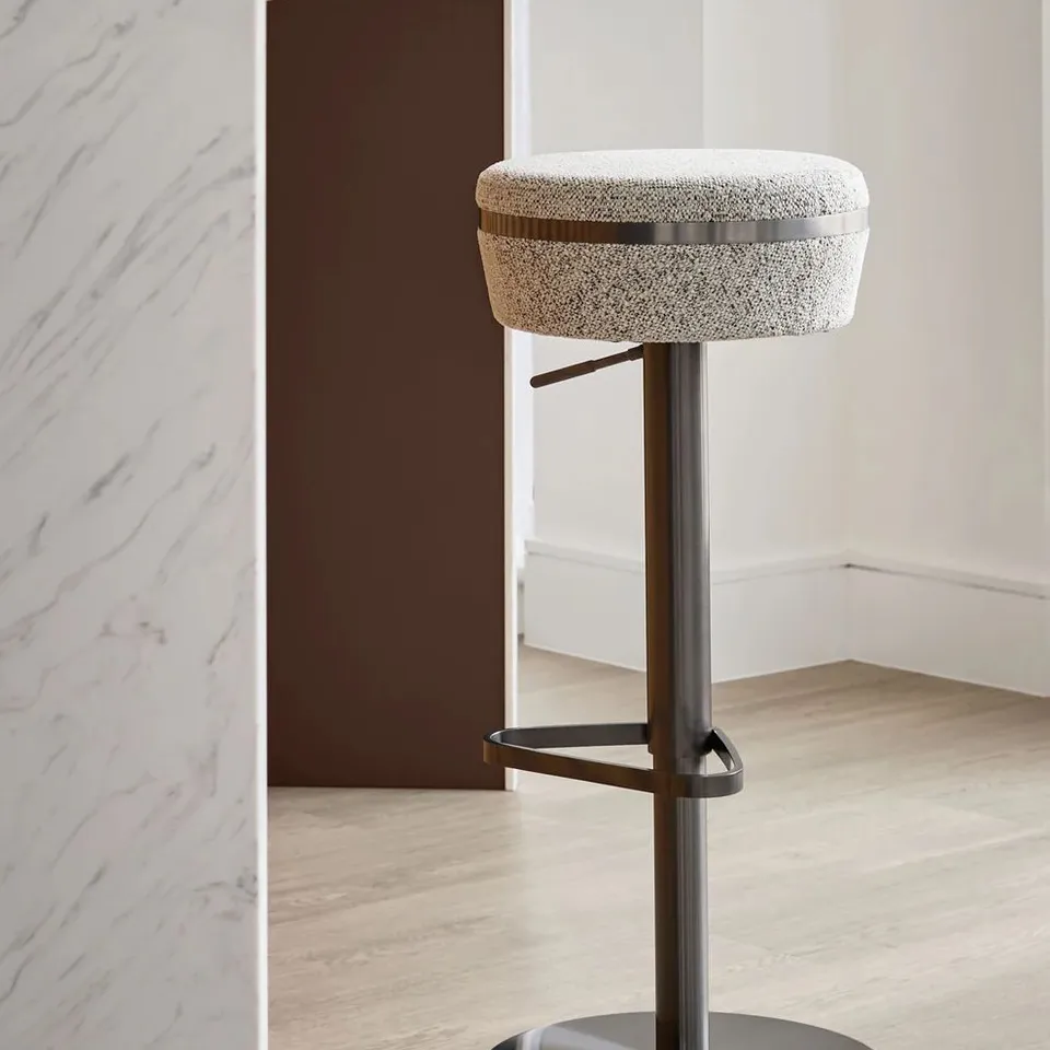 BOXED DANETTI KIAN GREY FABRIC GAS LIFT BAR STOOL