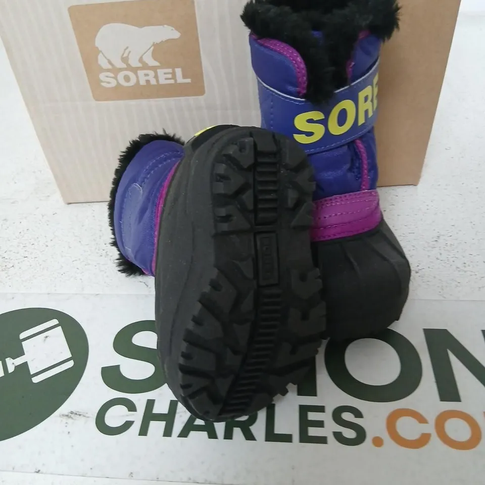 SOREL TODDLER SNOW COMMANDER BOOTS BLUE/PURPLE– UK 5