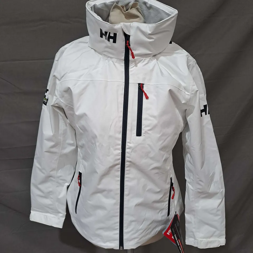 HELLY HANSON CREW HOODED MIDLAYER JACKET IN WHITE SIZE M