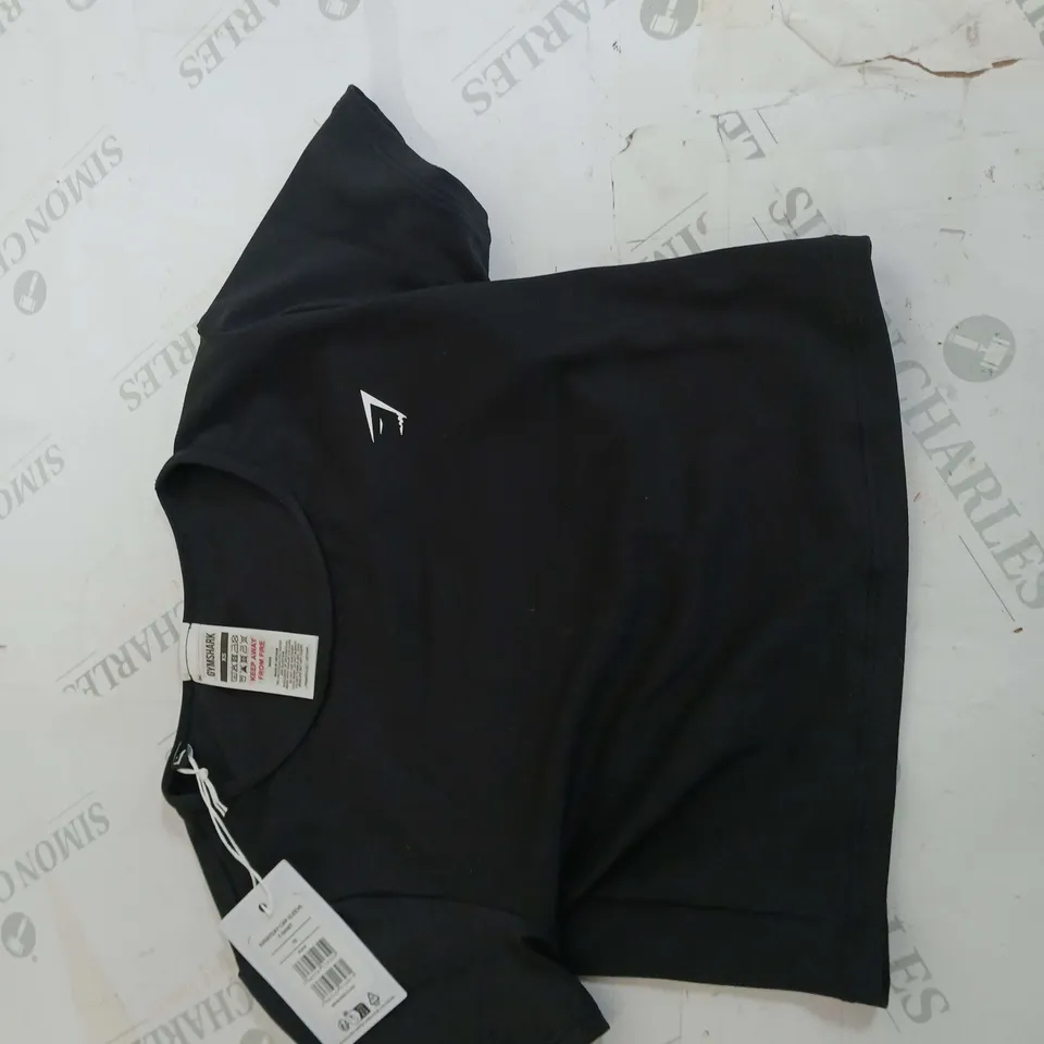 GYM SHARK EVERYDAY CAP T SHIRT BLACK SIZE XS