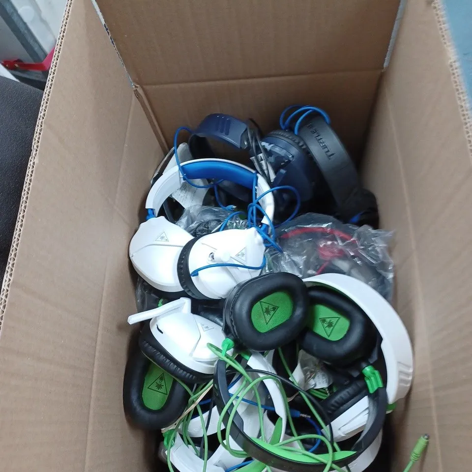 BOX OF APPROXIMATELY 10 TURTLE BEACH GAMING HEADSETS
