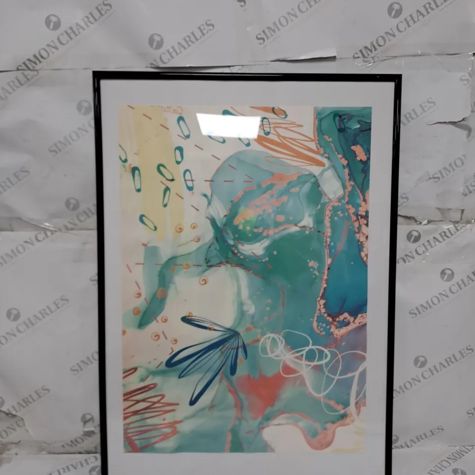 DECORATIVE WALL POSTER IN GLASS FRAME - COLLECTION ONLY 