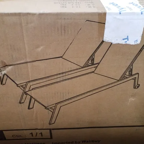 BOXED DARGAN 168CM LONG RECLINING DOUBLE CHAISE (SET OF 2)