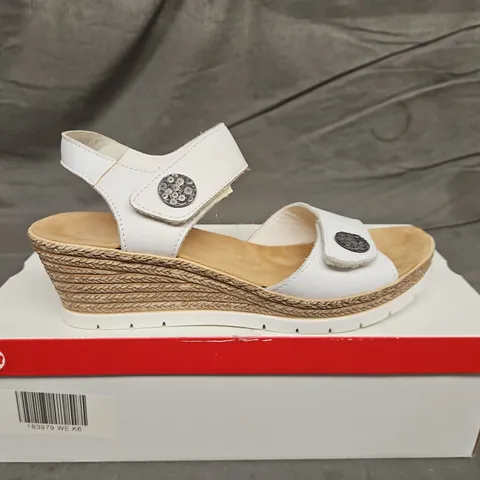 BOXED PAIR OF WOMENS RIEKER STRAP WEDGE SANDALS - UK SIZE 39