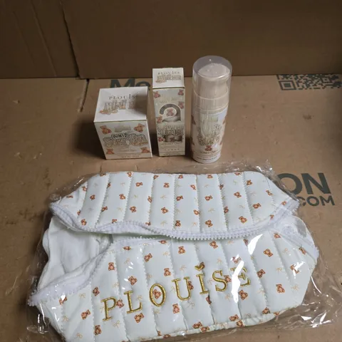 PLOUISE TEDDY TOUCH COSMETICS BAG TO INCLUDE SOFT FACE CREAM, DEWY SERUM AND GENTLE FOAMY FACE WASH