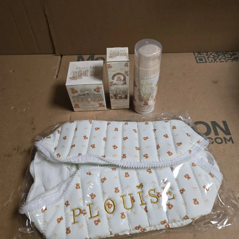 PLOUISE TEDDY TOUCH COSMETICS BAG TO INCLUDE SOFT FACE CREAM, DEWY SERUM AND GENTLE FOAMY FACE WASH