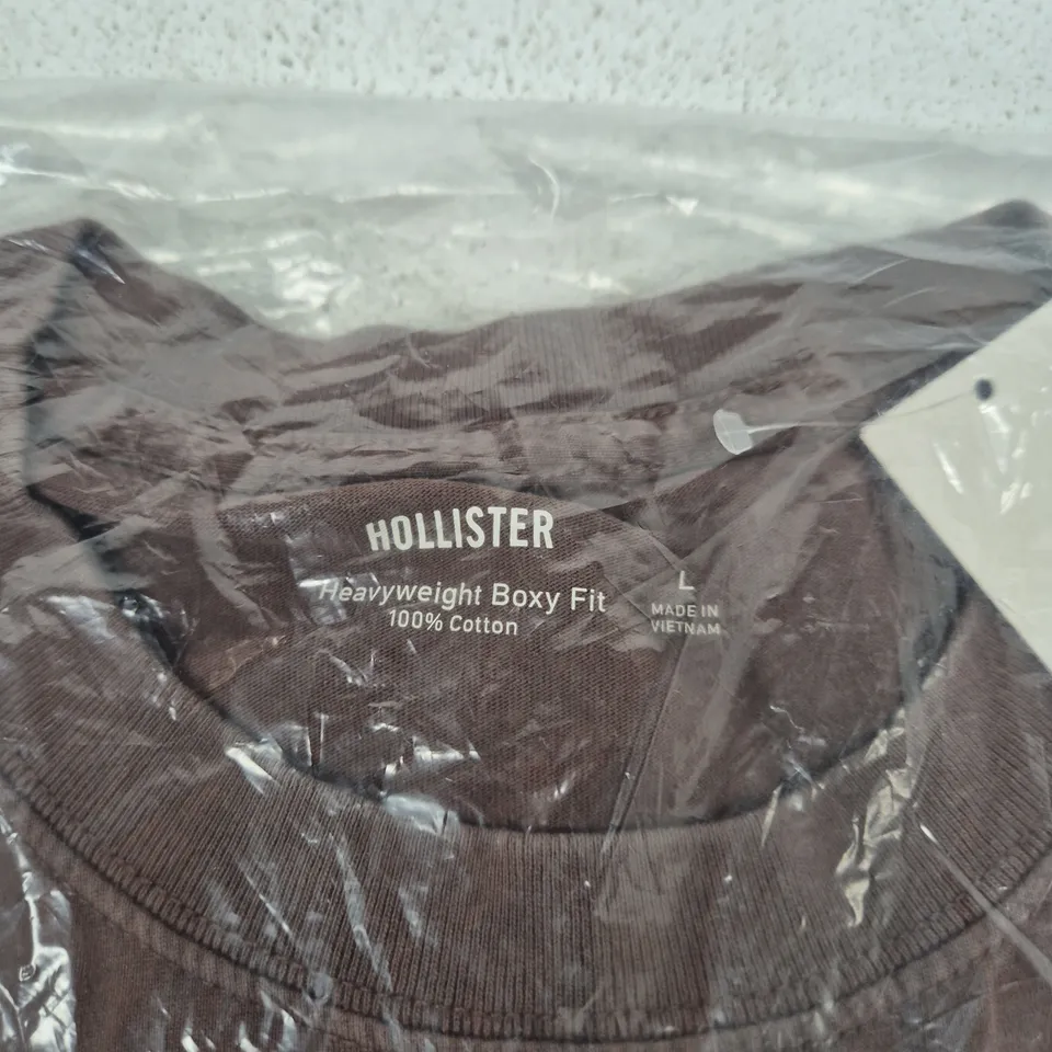 Hollister Heavyweight Boxy Fit T-Shirt – Brown, UK L (VERIFY MODEL)
