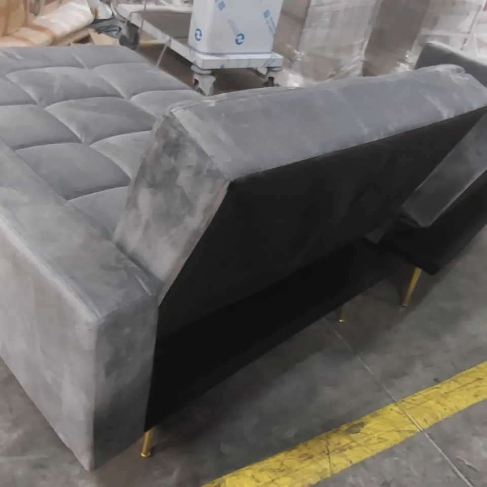 QUALITY DESIGNER SHIFLET UPHOLSTERED GREY VELVET CORNER SOFA