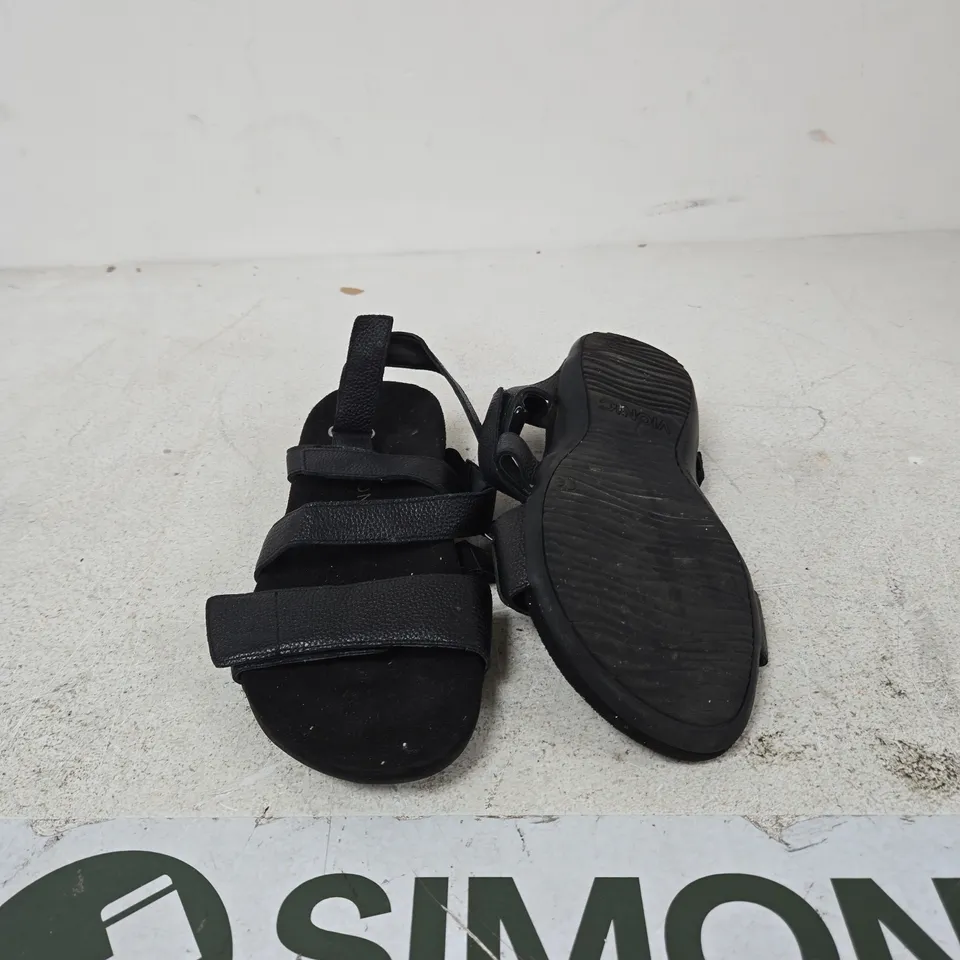 VIONIC BLACK LEATHER SANDALS – WOMEN'S, VELCRO STRAP SIZE UK 7