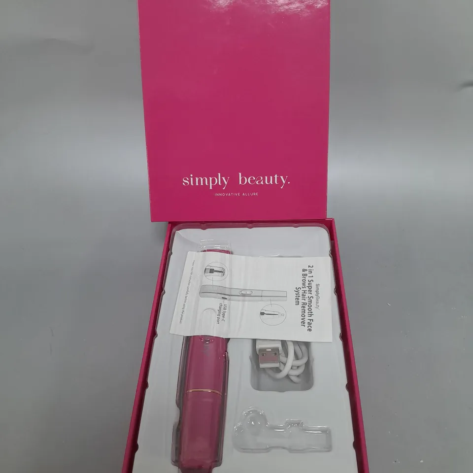 SIMPLY BEAUTY 2 IN 1 SUPER SMOOTH FACE & BROWS HAIR REMOVER, FUCHSIA