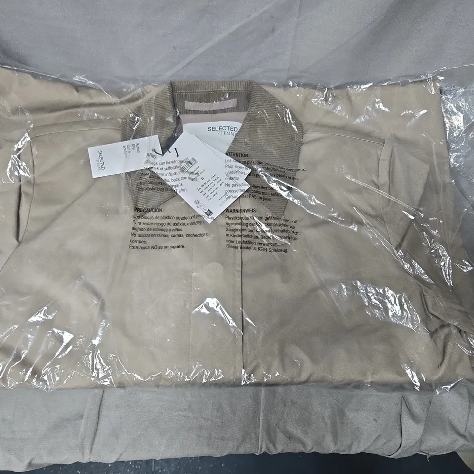 BAGGED SELECTED FEMME SLFASYA COAT – GREIGE, UK 6 (EU 34)
