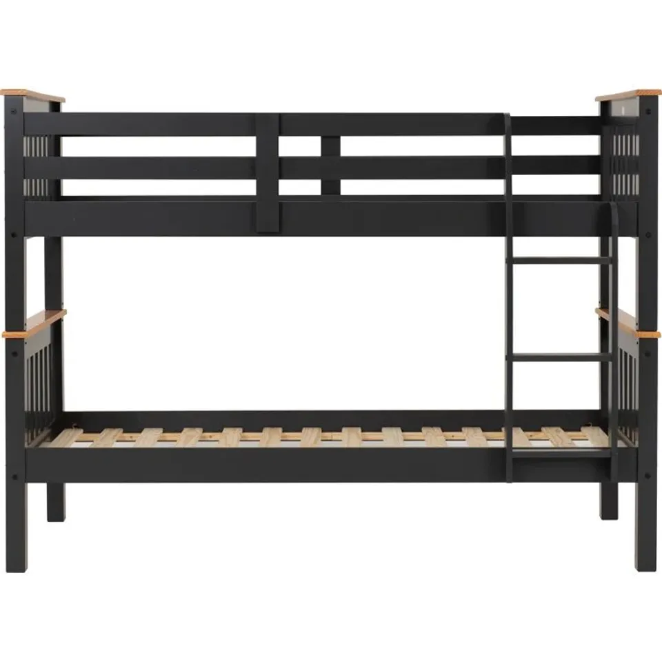 BOXED SINGLE STANDARD BUNK BED IN GREY/OAK EFFECT (3 BOXES)