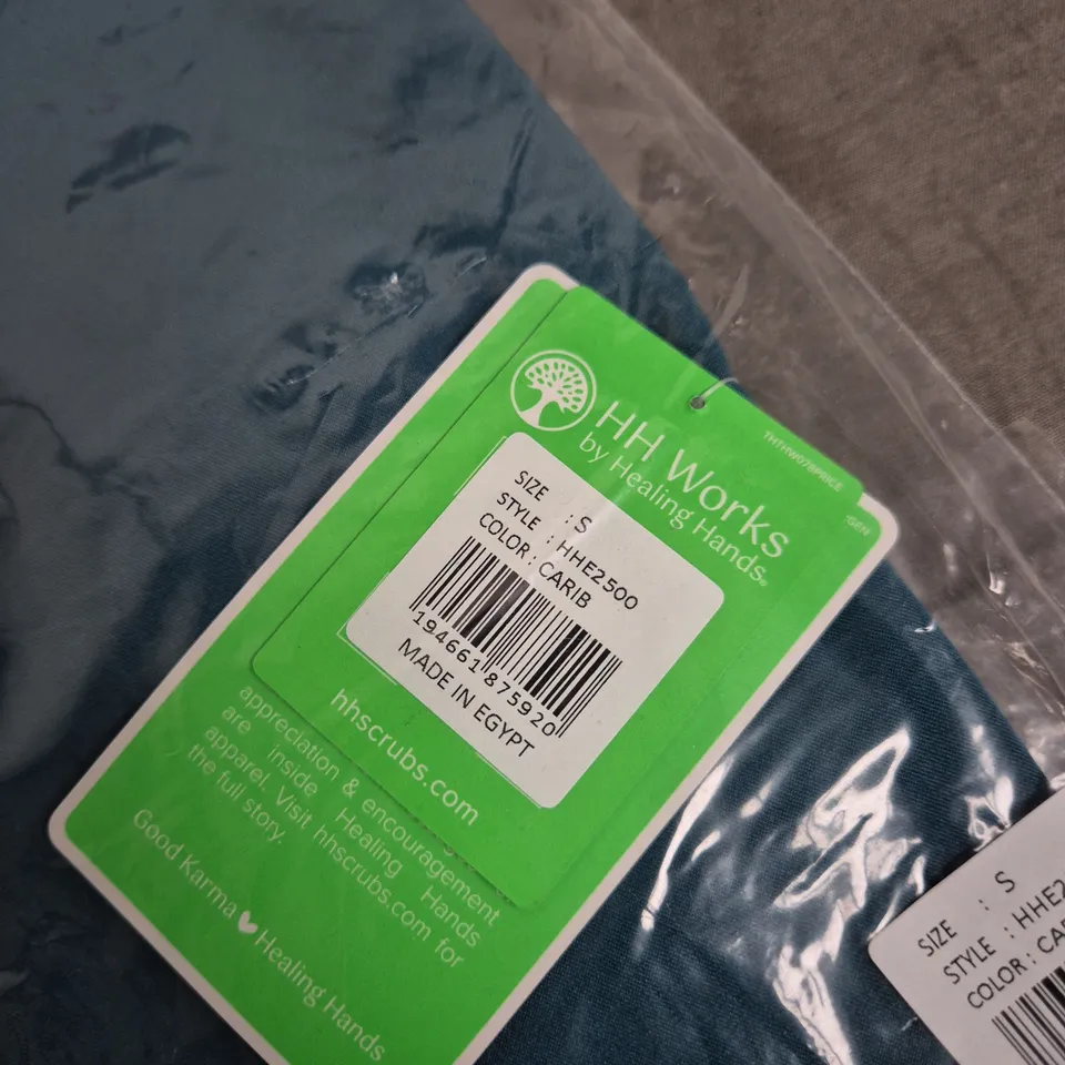 BAGGED HEALING HANDS LADIES MONICA SCRUB TOP  – COLOUR CARIB, SIZE S (STYLE HHE2500)
