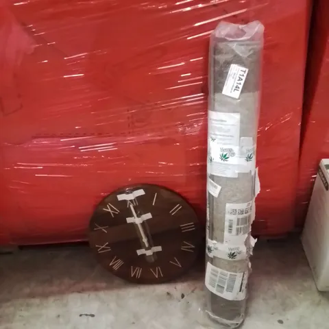 PALLET OF ASSORTED HOUSEHOLD GOODS AND PRODUCTS TO INCLUDE;CLOCK,AREA RUG